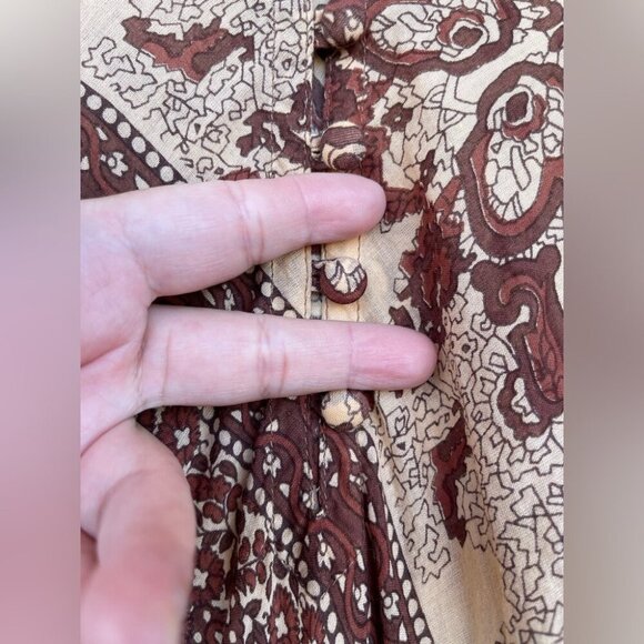 BLUE BOHEME Audrey Printed Maxi kaftan  Dress Butterfly Sleeves  brown large - Picture 5 of 13